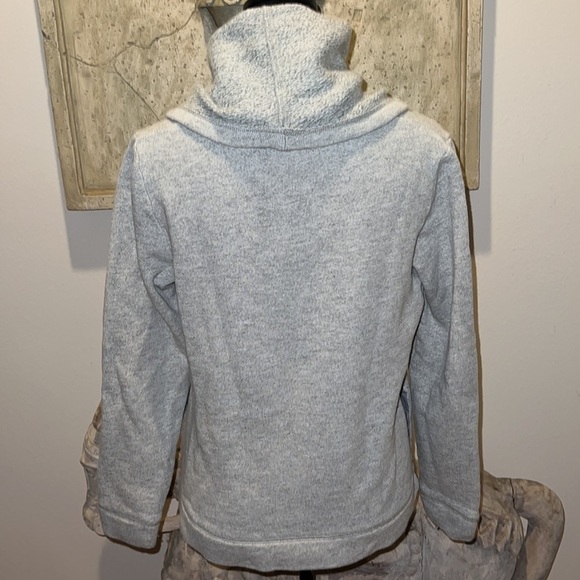 J. Crew heather gray cowl neck sweatshirt Sz L cotton blend front pockets - Picture 4 of 8